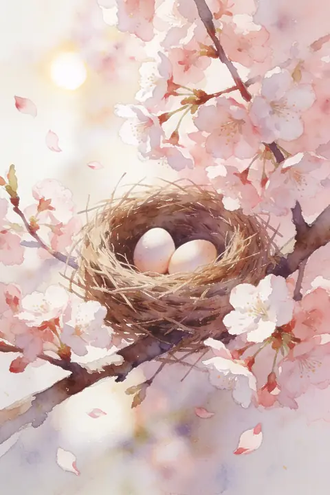 Ilustración watercolor-of-a-birds-nes para save-the-date