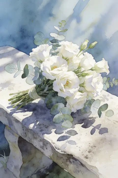 Ilustración watercolor-of-a-bouquet-o para save-the-date