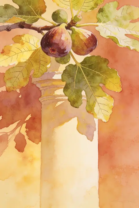 Ilustración watercolor-of-a-fig-branc para save-the-date
