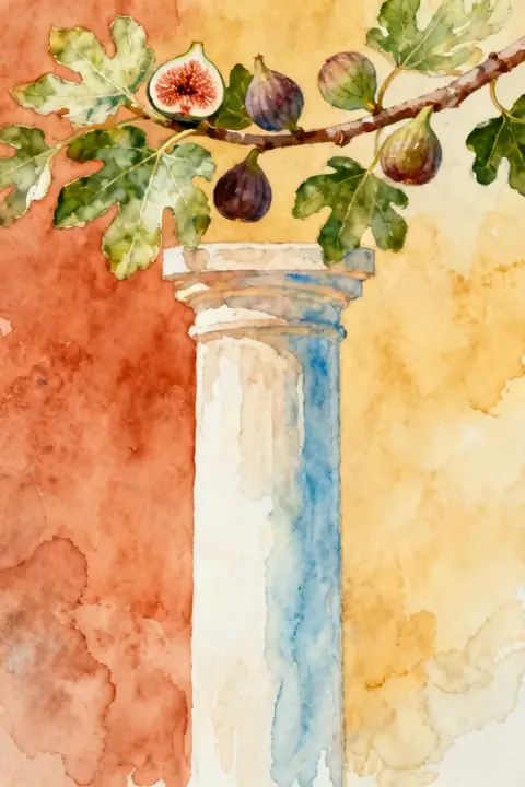 Ilustración watercolor-of-a-fig-branc para save-the-date