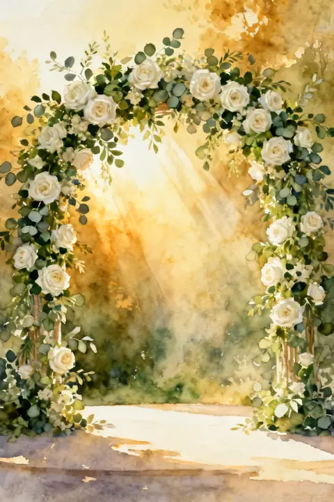Ilustración watercolor-of-a-floral-ar para save-the-date