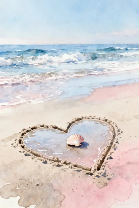 Ilustración watercolor-of-a-heart-dra para save-the-date