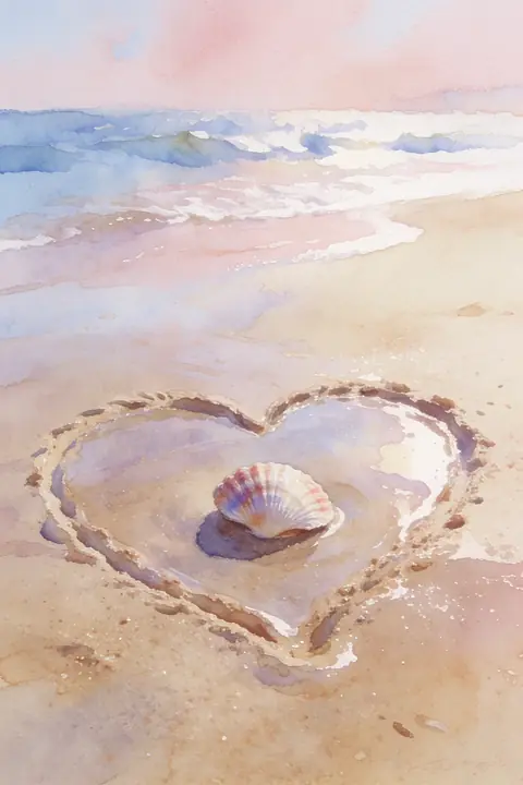 Ilustración watercolor-of-a-heart-dra para save-the-date