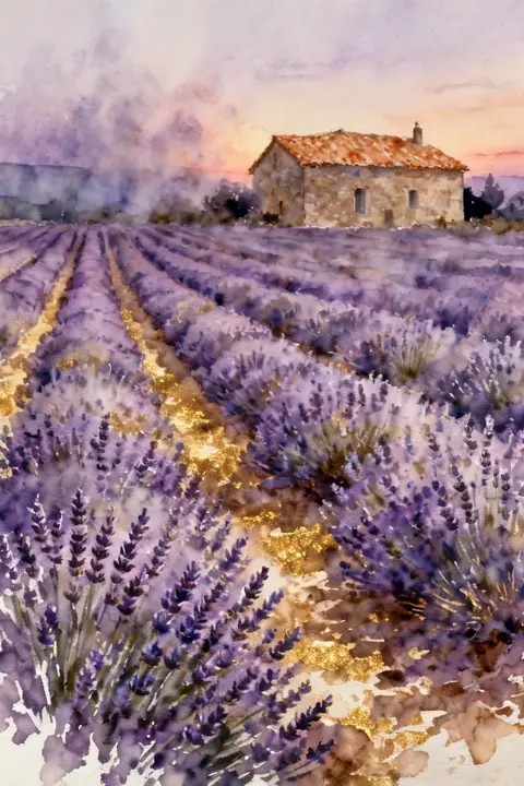 Ilustración watercolor-of-a-lavender- para save-the-date