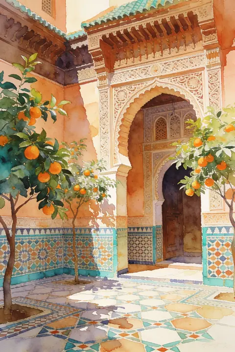 Ilustración watercolor-of-a-moroccan- para save-the-date