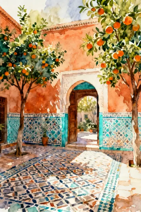 Ilustración watercolor-of-a-moroccan- para save-the-date