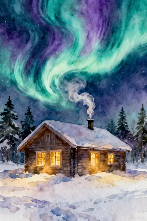 Ilustración watercolor-of-a-snowy-nor para save-the-date