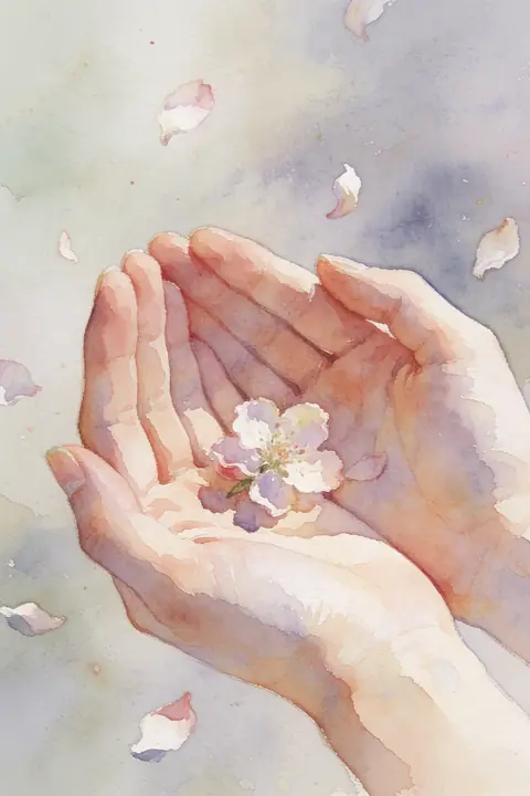 Ilustración watercolor-of-open-hands- para save-the-date