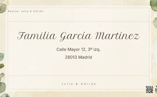 Etiqueta de sobre para la plantilla Alianzas en Cojín