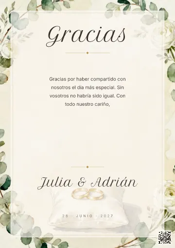Tarjeta de agradecimiento para la plantilla Alianzas en Cojín