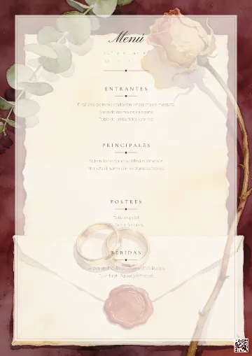 Menú de boda para la plantilla Alianzas y Carta Lacrada