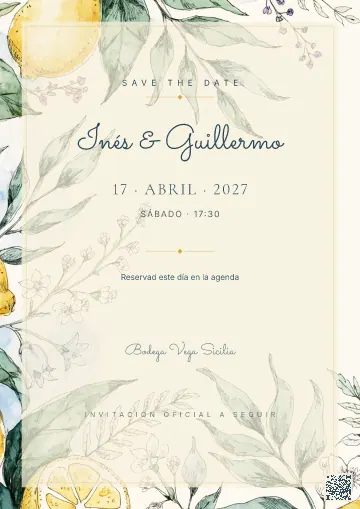 Save the Date para la plantilla Amalfi Limones