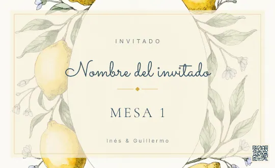 Tarjeta de mesa para la plantilla Amalfi Limones