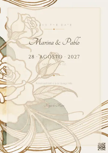 Save the Date para la plantilla Art Nouveau Rosas