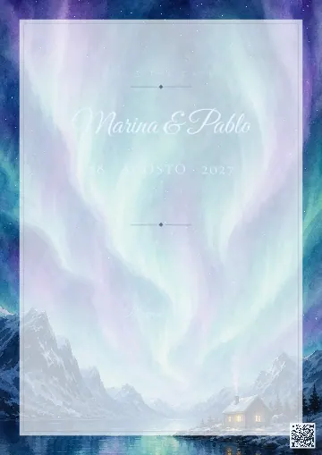 Save the Date para la plantilla Aurora Boreal
