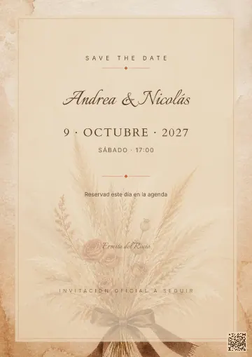 Save the Date para la plantilla Boho Terracota