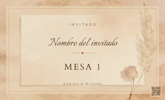 Tarjeta de mesa para la plantilla Boho Terracota