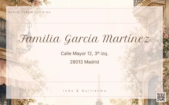 Etiqueta de sobre para la plantilla Café Parisino