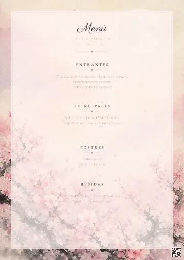 Menú de boda para la plantilla Cerezos en Flor