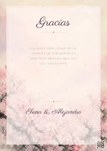 Tarjeta de agradecimiento para la plantilla Cerezos en Flor