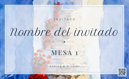 Tarjeta de mesa para la plantilla Chefchaouen Azul