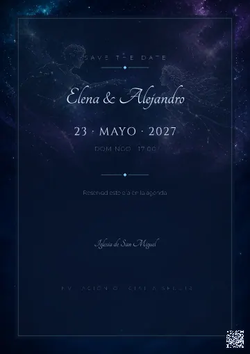 Save the Date para la plantilla Constelación de Amor