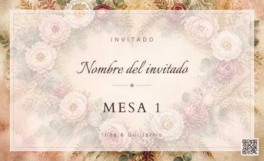 Tarjeta de mesa para la plantilla Corazón de Flores
