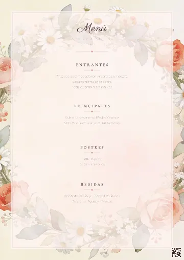 Menú de boda para la plantilla Corona de Flores
