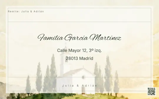 Etiqueta de sobre para la plantilla Iglesia en la Colina