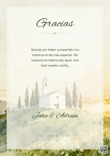 Tarjeta de agradecimiento para la plantilla Iglesia en la Colina