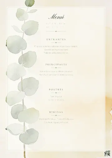 Menú de boda para la plantilla Jardín Botánico