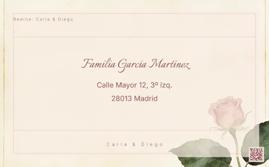 Etiqueta de sobre para la plantilla Jardín Inglés