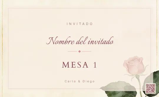 Tarjeta de mesa para la plantilla Jardín Inglés