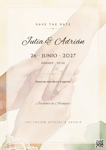 Save the Date para la plantilla Manos Entrelazadas