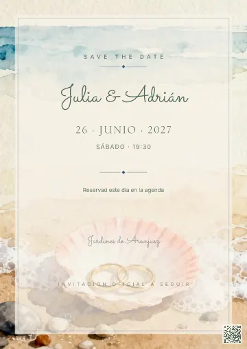 Save the Date para la plantilla Marina Costera