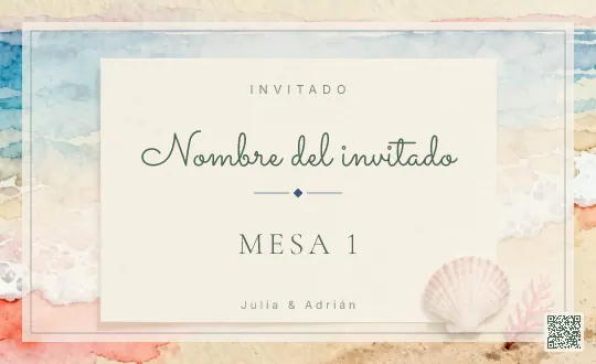 Tarjeta de mesa para la plantilla Marina Costera