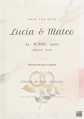 Save the Date para la plantilla Mármol Dorado