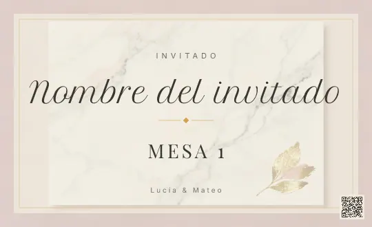 Tarjeta de mesa para la plantilla Mármol Dorado