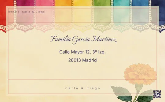 Etiqueta de sobre para la plantilla Mexicano Floral