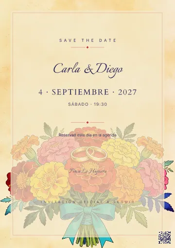 Save the Date para la plantilla Mexicano Floral