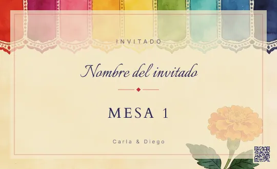 Tarjeta de mesa para la plantilla Mexicano Floral