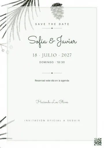 Save the Date para la plantilla Nórdico Bosque Pino