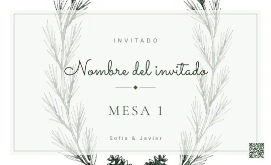 Tarjeta de mesa para la plantilla Nórdico Bosque Pino