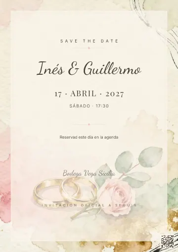 Save the Date para la plantilla Nupcial Acuarela