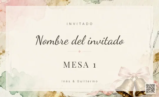 Tarjeta de mesa para la plantilla Nupcial Acuarela