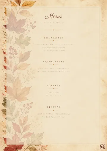 Menú de boda para la plantilla Otoño Cálido