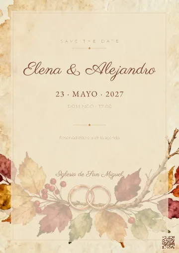 Save the Date para la plantilla Otoño Cálido