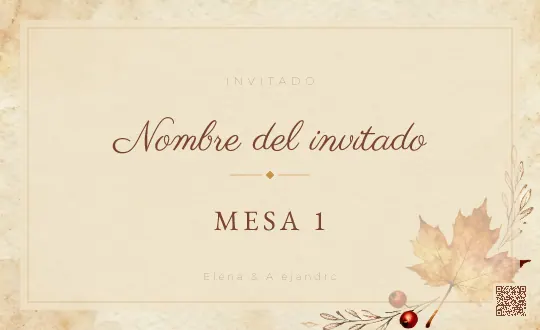 Tarjeta de mesa para la plantilla Otoño Cálido