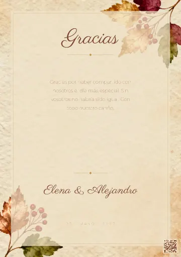 Tarjeta de agradecimiento para la plantilla Otoño Cálido