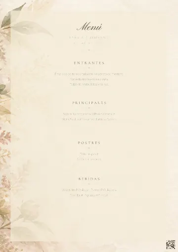 Menú de boda para la plantilla Peonias Blush
